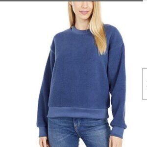 Levis Womens Fleece Sweatshirt Blue Pullover Long Sleeve Crew Neck XL